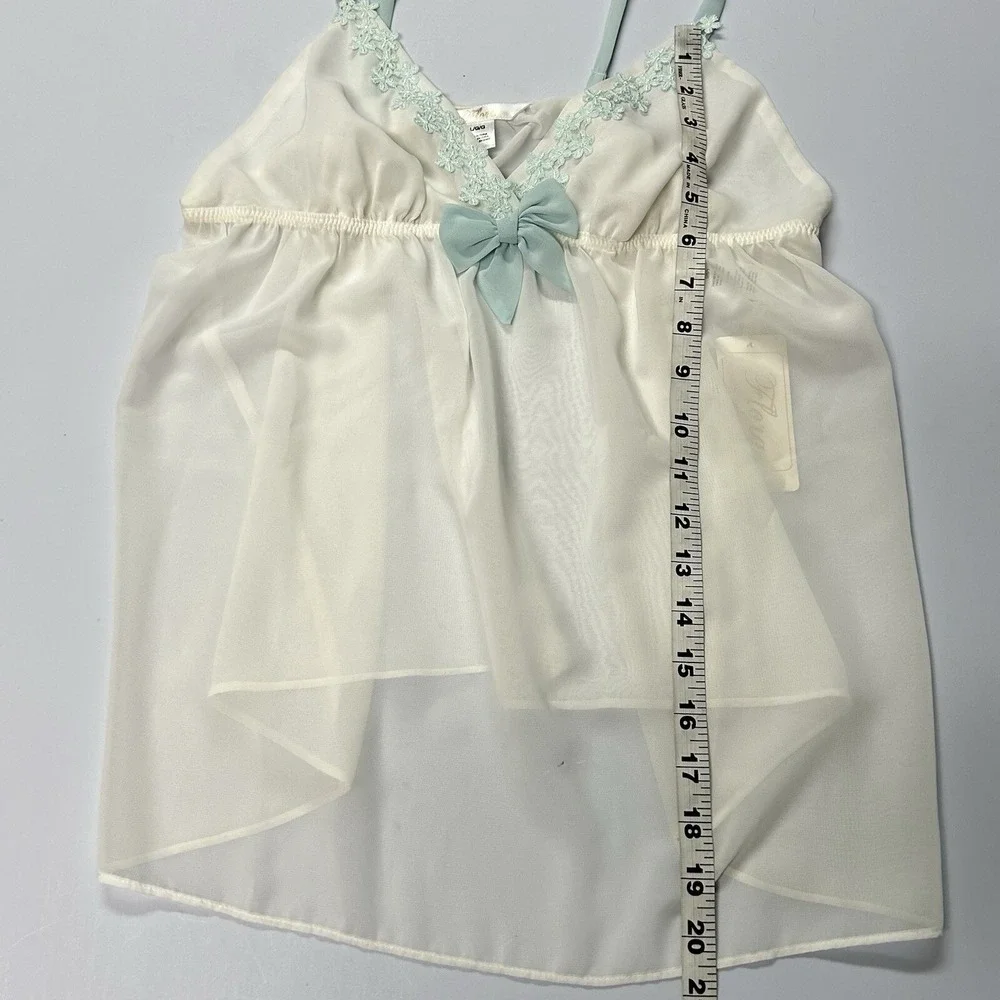 Flora Sheer Chemise Nightie L 2 Pc Set Lace Boudoir Coquette Lingerie White‎